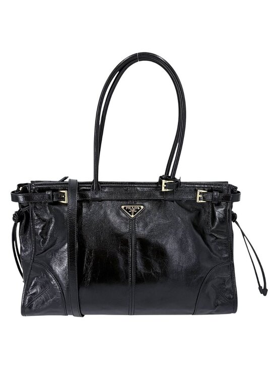Prada Handbags - Prada 2-Way Bonnie Large Shoulder Bag Crossbody Triangle Logo Tote Leather